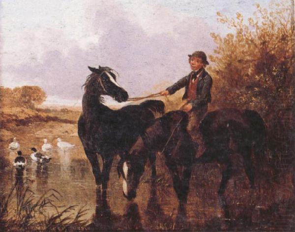 Watering The Horses and Farmyard Companions:a Pair of Paintings, John Frederick Herring